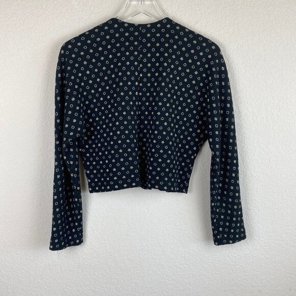 VINTAGE Gold Polka Dot Knit Crop Sweater Jacket SP - Picture 8 of 14